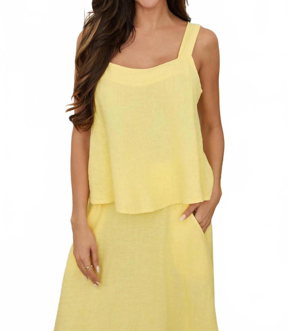 NEW MILIO MILANO linen flowy tank top in yellow